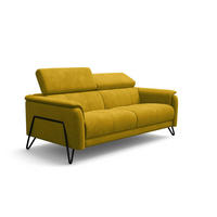 SOFA RODEN 3-Sitzer, dunkegelb, Veloursstoff - Gelb, Holz/Textil (194/82/103cm) - Wozimo