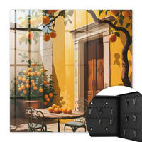 SCHLÜSSELBOX Schwarz 30x30 cm- Türöffnung nach rechts - Orangefarbene Terrasse - Gelb, Metall (30/30/5cm) - TULUP
