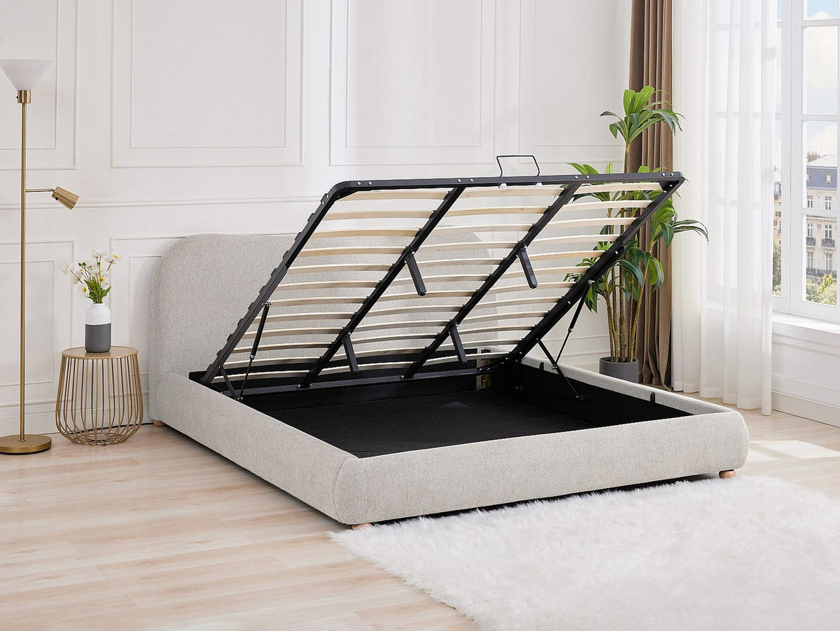 BETT mit Bettkasten - 2 Personen - Stoff - Beige - - Beige, Textil (180/200cm) - Vente-Unique