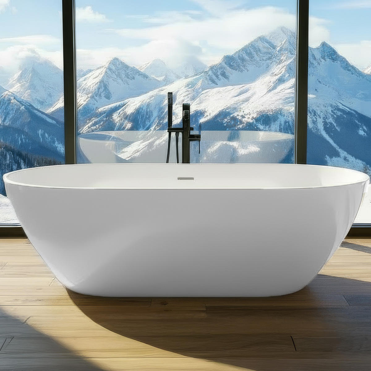 BADEWANNE asger freistehend 170x75 cm, Set mit Klick-Klack-Ablauf - Weiß, Kunststoff (75/58/170cm) - bad land