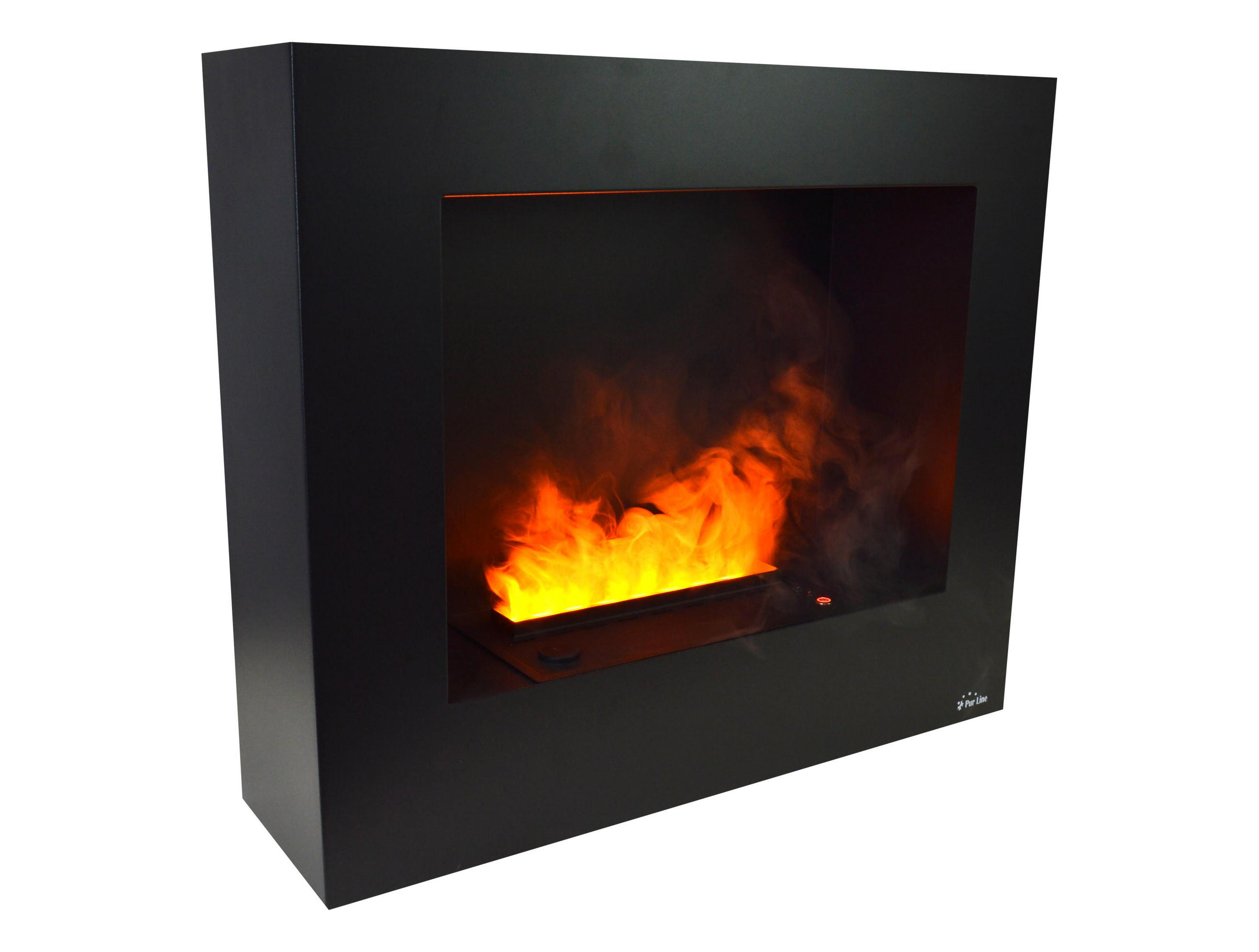 WASSERKAMIN zur Dekoration Schwarz mit Stahlmöbel 1.5 L Tank - Schwarz, Metall (70/20/60cm) - Purline