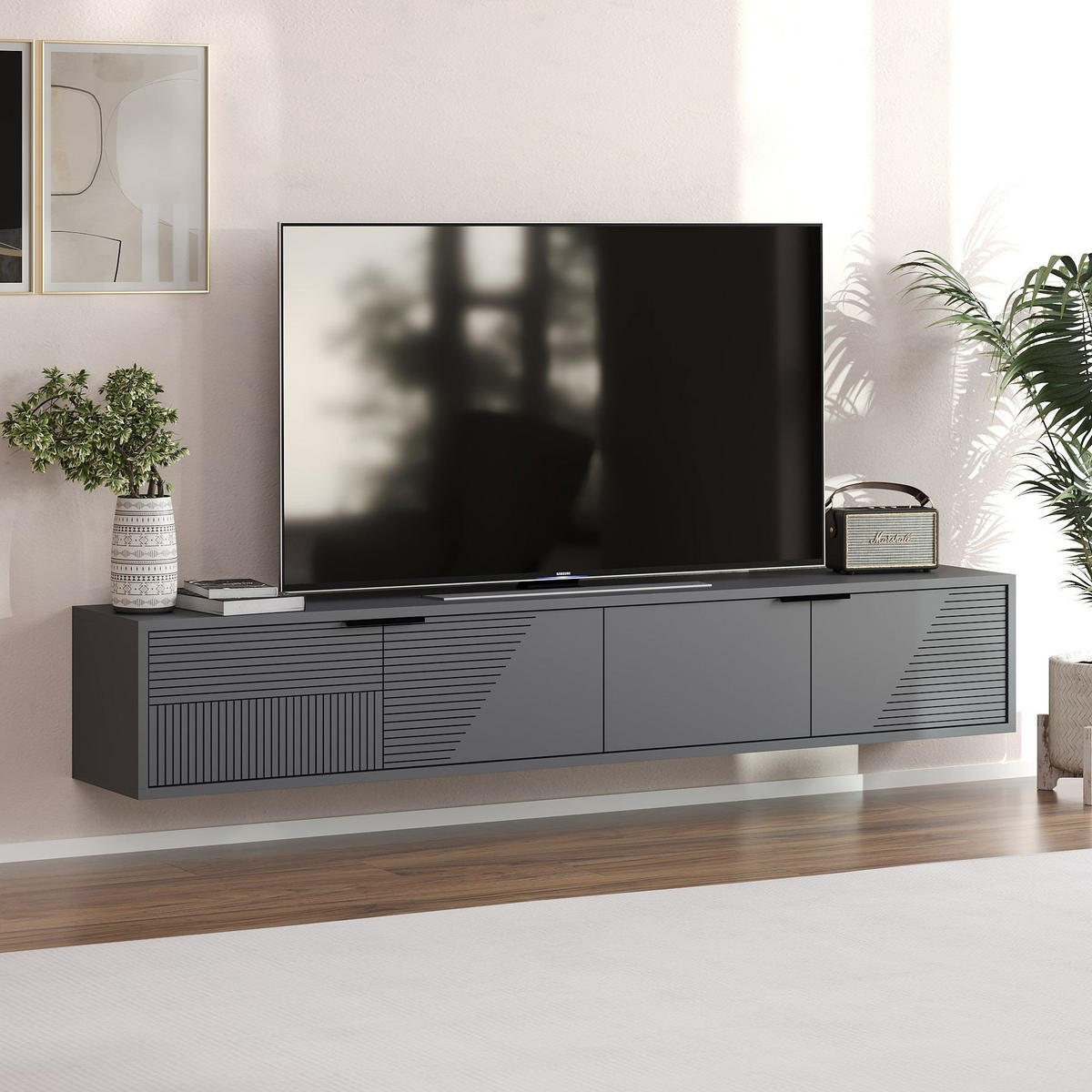 TV-MÖBEL Parla Anthrazit - Anthrazit, Holzwerkstoff (180/30/30cm) - Habitat Garten