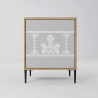SIDEBOARD THAI GRAY, Eichefarben, 57,5x42x72,5 cm, Schwarze Metallfüße - Eichefarben/Multicolor, Holzwerkstoff/Metall (57.5/72.5/42cm) - SpaceRebels