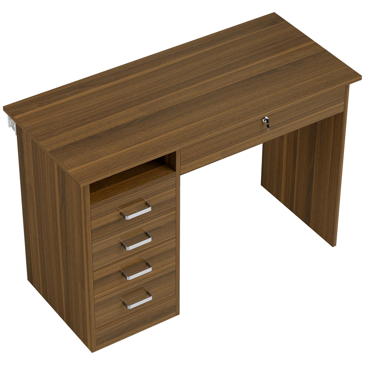 SCHREIBTISCH PANG-M4K9B2 Nussbaumfarben - Silberfarben/Nussbaumfarben, Holzwerkstoff (110/50/76cm) - PANGIVO