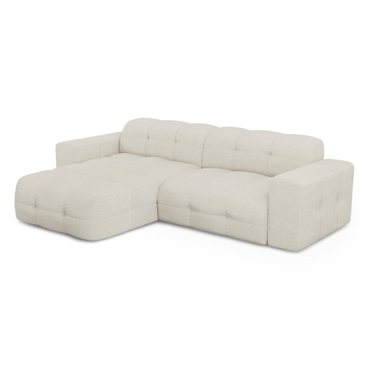 ECKSOFA LINKS Bouclé-Stoff Creme 230cm - Creme, Textil (155/230cm) - Sia Home