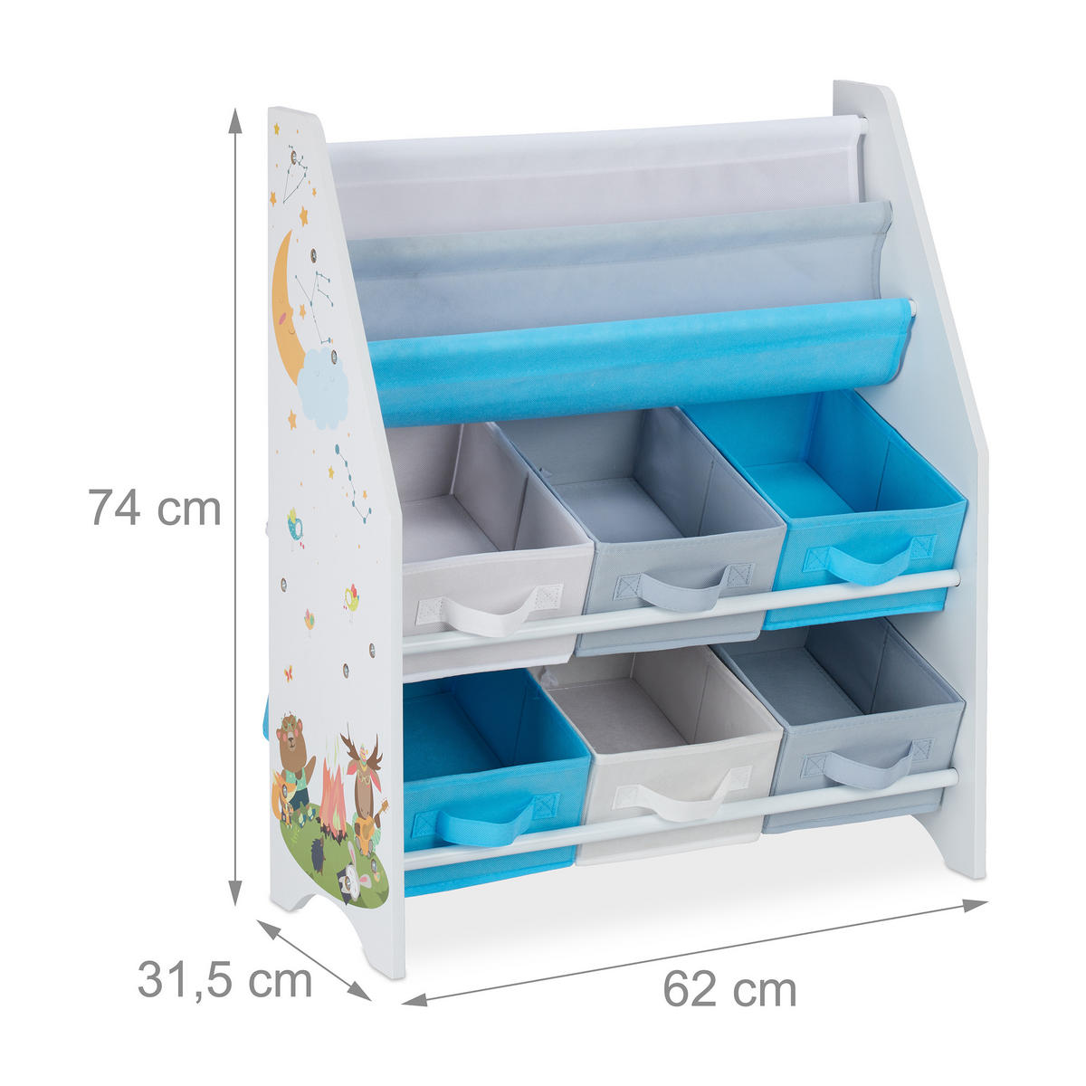 KINDERREGAL - Multicolor, Holzwerkstoff/Kunststoff (62/74/31.5cm) - Relaxdays