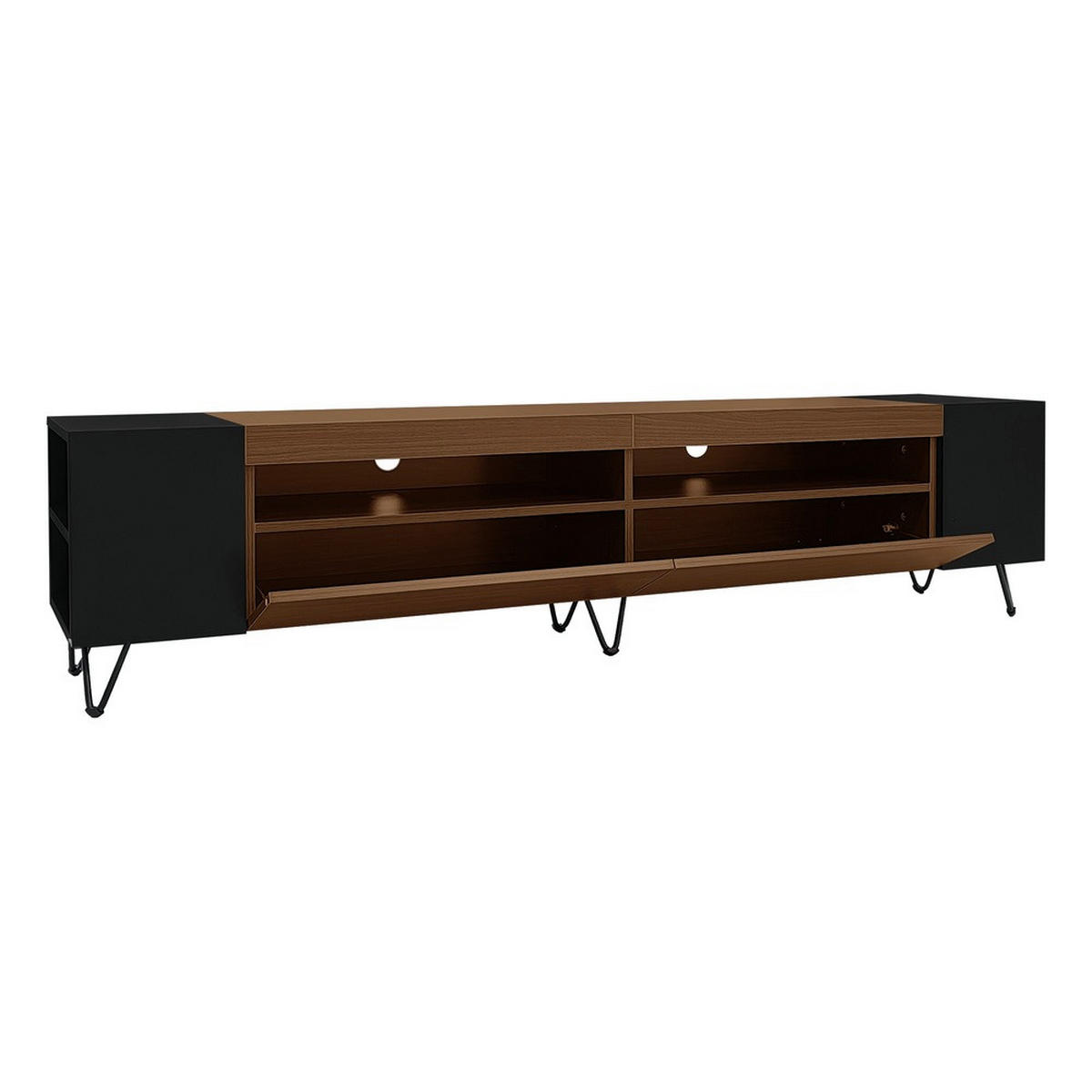 TV-SCHRANK 180cm Modern Schwarz & Holzoptik - Schwarz, Holz (45.01/27.94/55.88cm) - FLIEKS