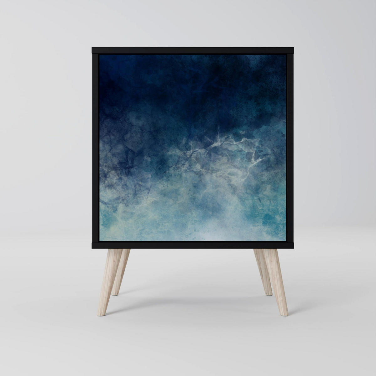 SIDEBOARD CELESTIAL FALL, Schwarz, 57,5x42x75,5 cm, Goldfarbene Metallfüße - Goldfarben/Multicolor, Holzwerkstoff/Metall (57.5/75.5/42cm) - SpaceRebels