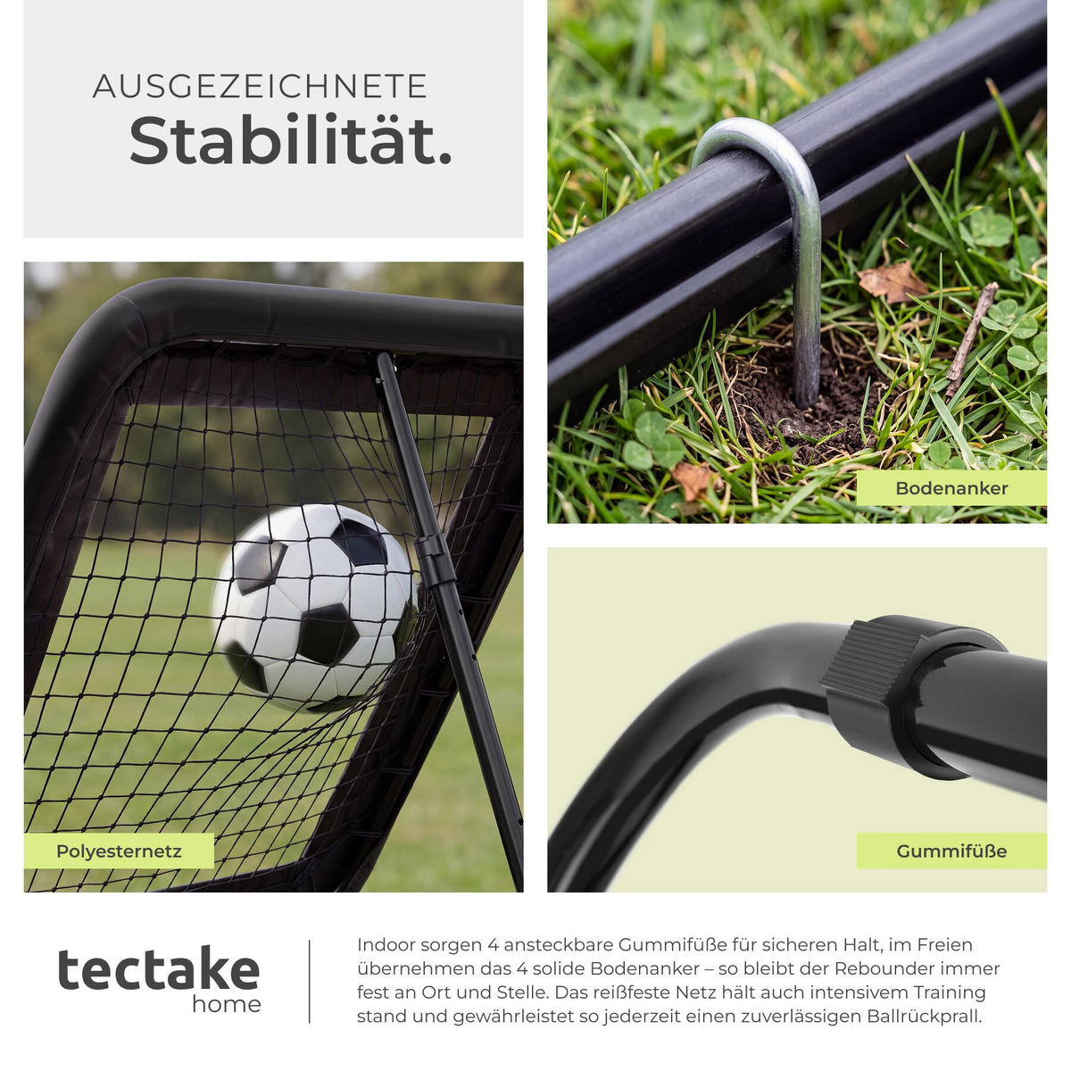 REBOUNDER FÜR FUSSBALL Alphonso, 100 x 100 cm, schwarz - Schwarz, Kunststoff (100/95cm) - tectake