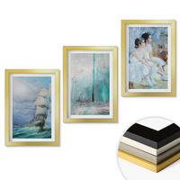 WANDBILDER 3er Set - 20x30 cm Goldrahmen - Abstrakte Tänzerin auf dem Schiffsmeer - Goldfarben, Kunststoff (20/30cm) - ArtPrintCave