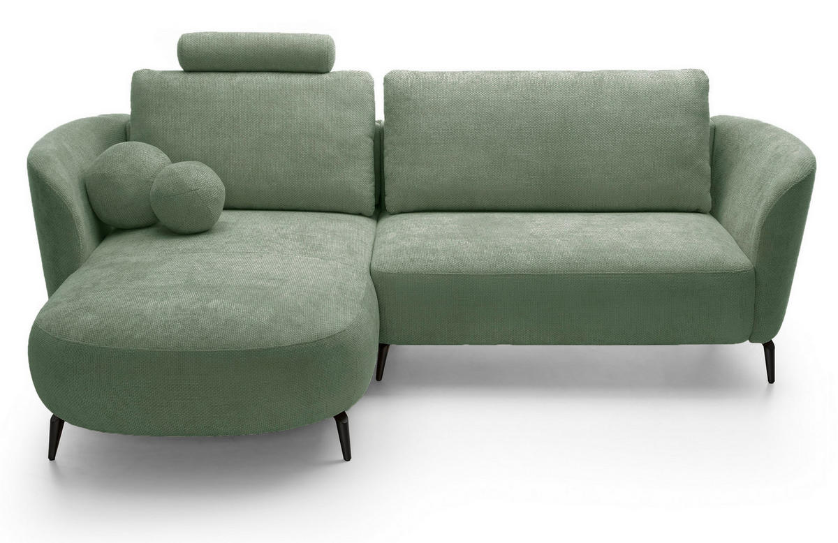 ECKSOFA auf Füßen Kendra 260 cm mit Schlaffunktion, Links, Grün - Grün, Holz (260/180cm) - Emporius