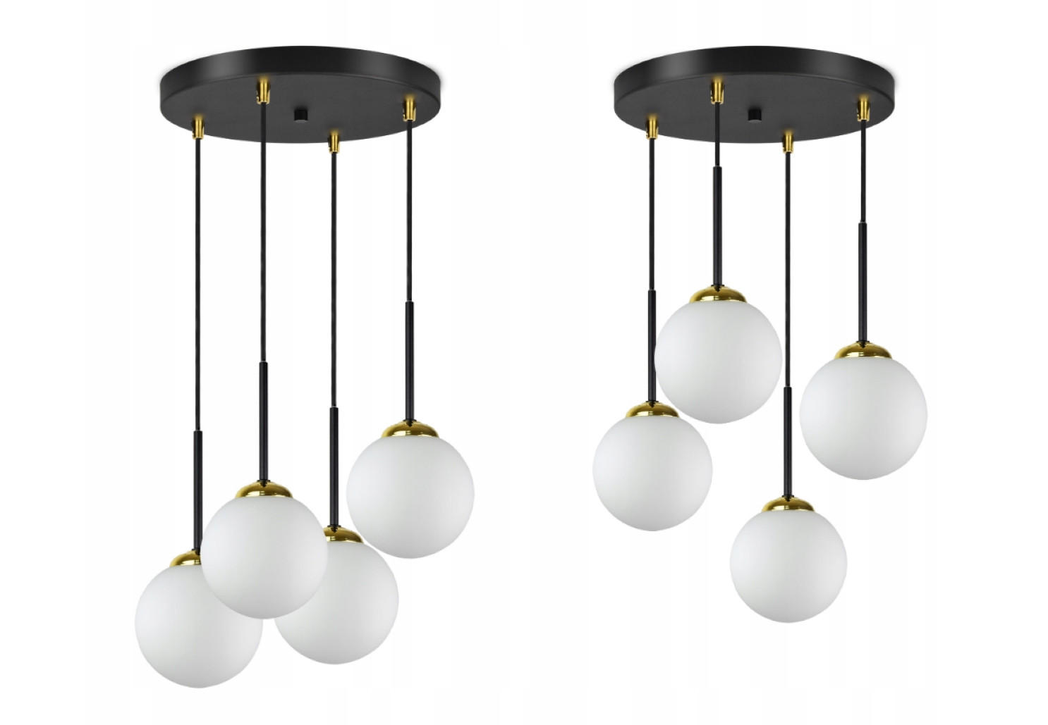 PENDELLEUCHTE Milano Glas - Goldfarben/Schwarz, Glas/Metall (35/35/90cm) - kiki design