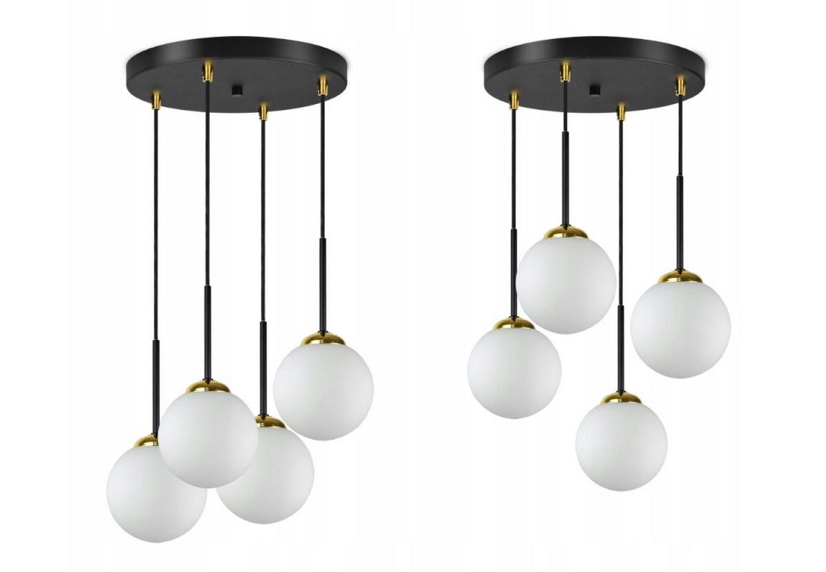 PENDELLEUCHTE Milano Glas - Goldfarben/Schwarz, Glas/Metall (35/35/90cm) - kiki design