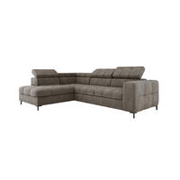 ECKSOFA PABLO VOGUE L-förmig mit Bett Bettkasten verstellbare Kopfstützen weicher Metallfüße freistehend LINKS 201x270x97 cm Stainless steel coloured - Edelstahlfarben, Holz/Textil (201/270cm) - DomoHome
