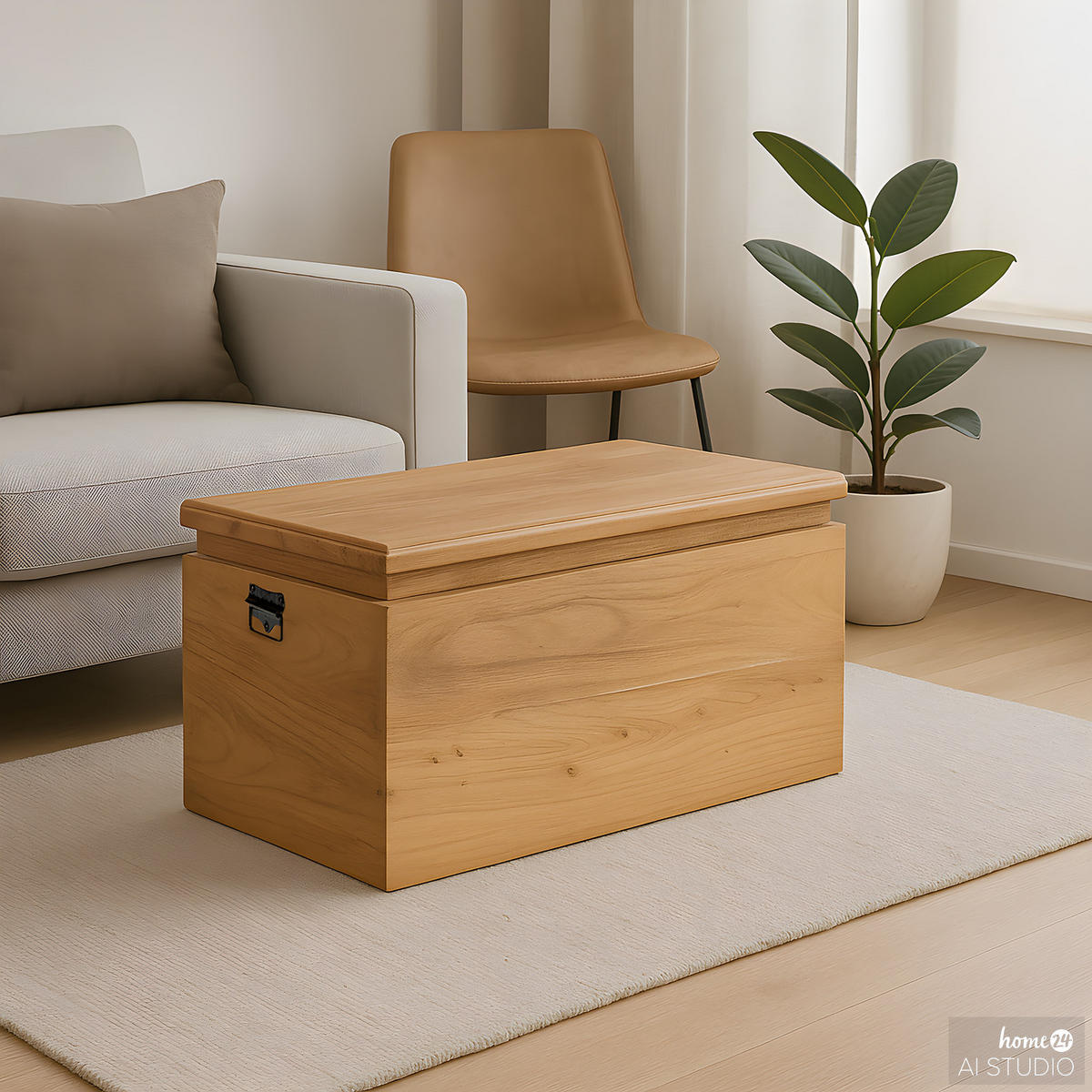 MASSIVER TRUHENTISCH - Akazie Hell - Hellbraun/Akaziefarben, Holz (40/80/40cm) - home24