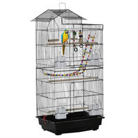 VOGELKÄFIG DE-17811 4 Futterhäuschen & 3 Sitzstangen - Schwarz, Metall (36/100/46cm) - ComfortXL