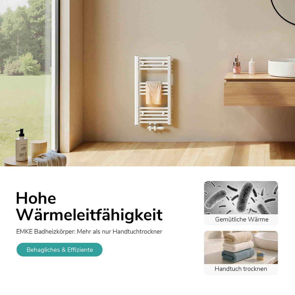 HEIZKÖRPER Handtuchheizkörper wasserführend 75/40/3,5 cm - Weiß, Metall (40/75/3cm) - EMKE