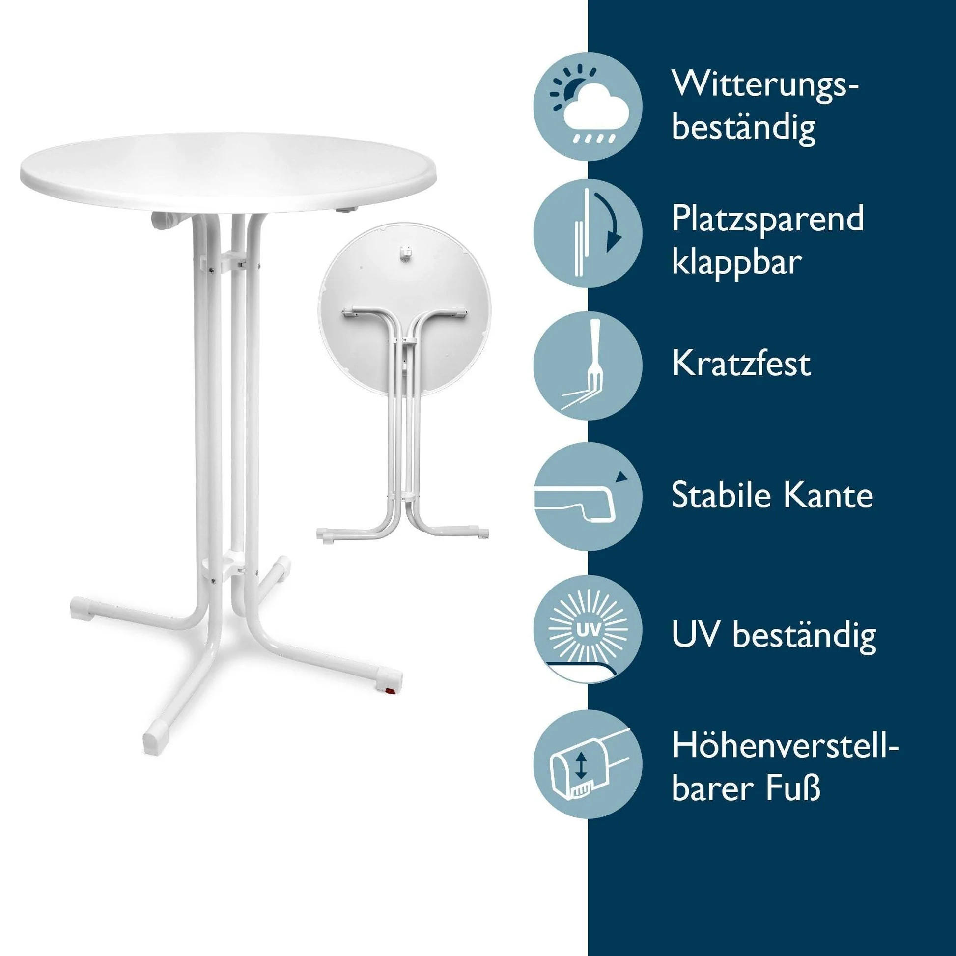 Thumbnail - Beautissu  Stehtisch, Weiß, Metall, Rundform,Rund,Rund, Säule, 80x110x80 cm, Esszimmer, Tische, Stehtische