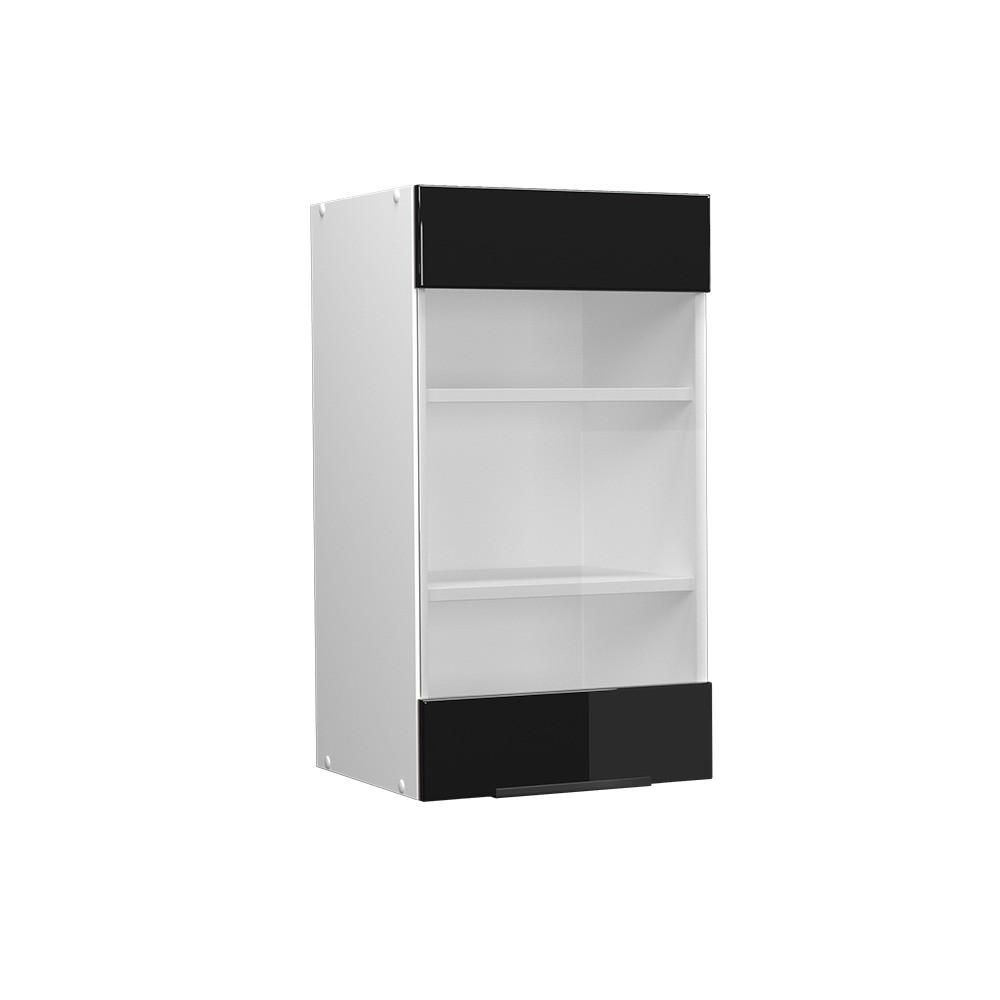 KÜCHENGLASSCHRANK Fame-Line Schwarz Eiche hochglanz 40 cm - Schwarz Hochglanz/Schwarz, Holzwerkstoff (40/72/34.1cm) - Vicco