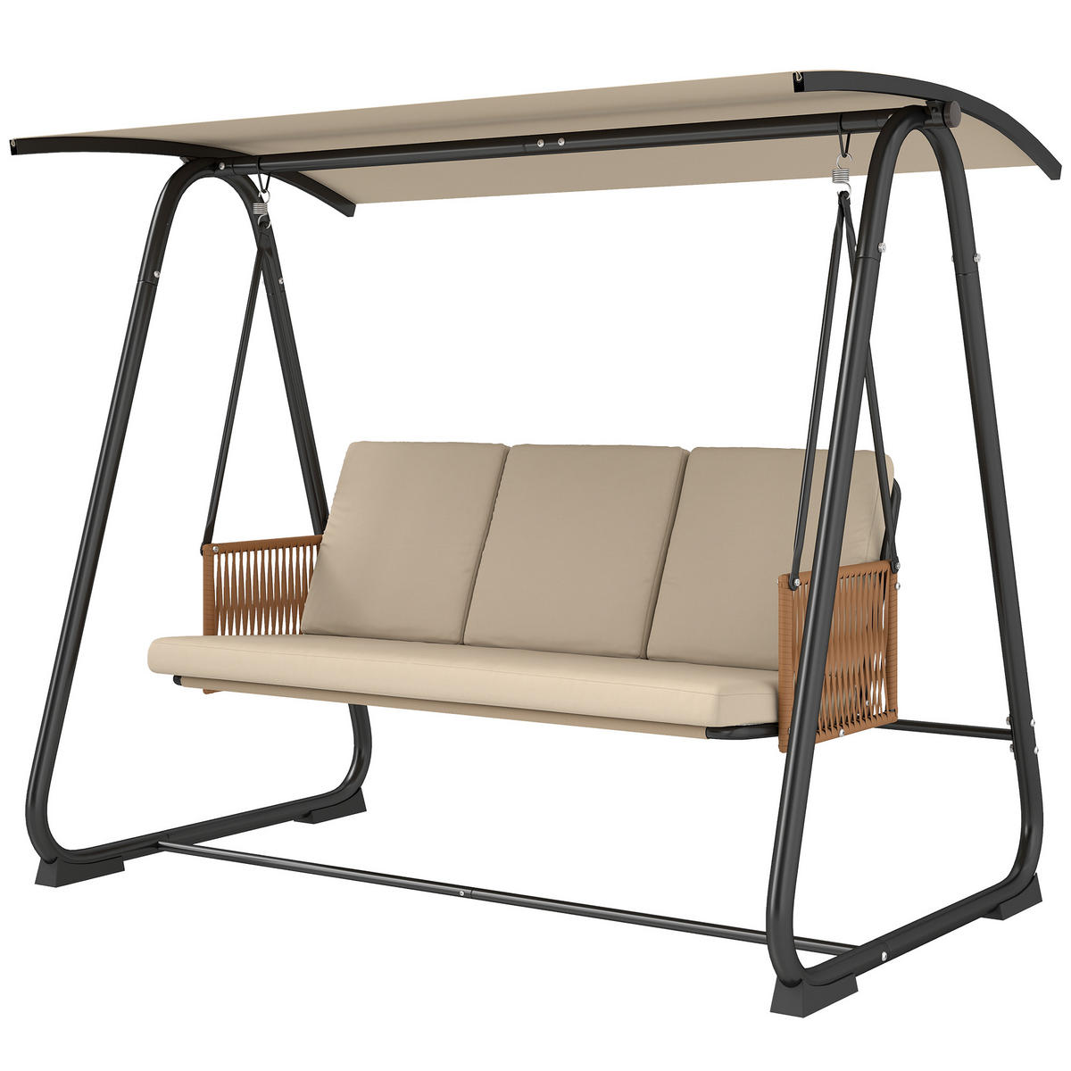 HOLLYWOODSCHAUKEL 3-SITZER DE-07062 verstellbares Sonnendach - Sandfarben, Metall (203/165/121cm) - ComfortXL