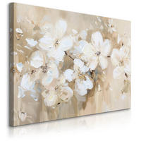 LEINWANDBILD Blumen Pflanzen Malarei 120x80 - Beige/Braun, Textil (120/80cm) - Muralo