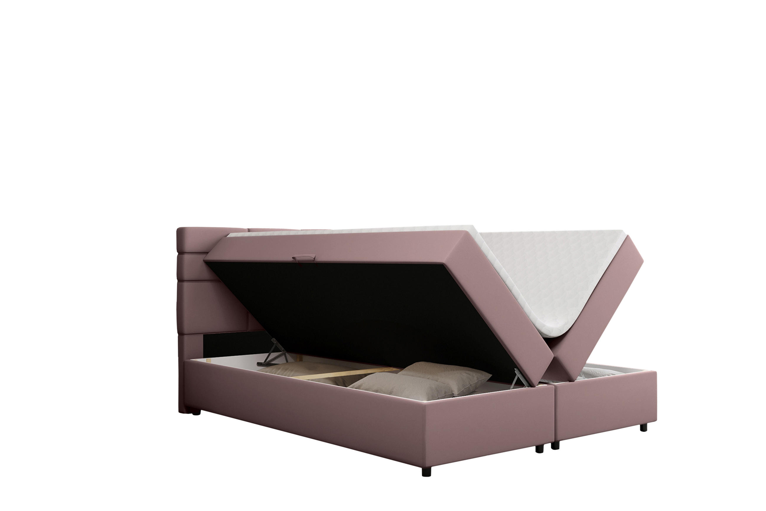 BOXBETT Reve 160 x 200 cm mit Bettkasten und Lattenrost ohne matratze - rosa - Hellgrau, Holz (160/206cm) - Panda Möbel