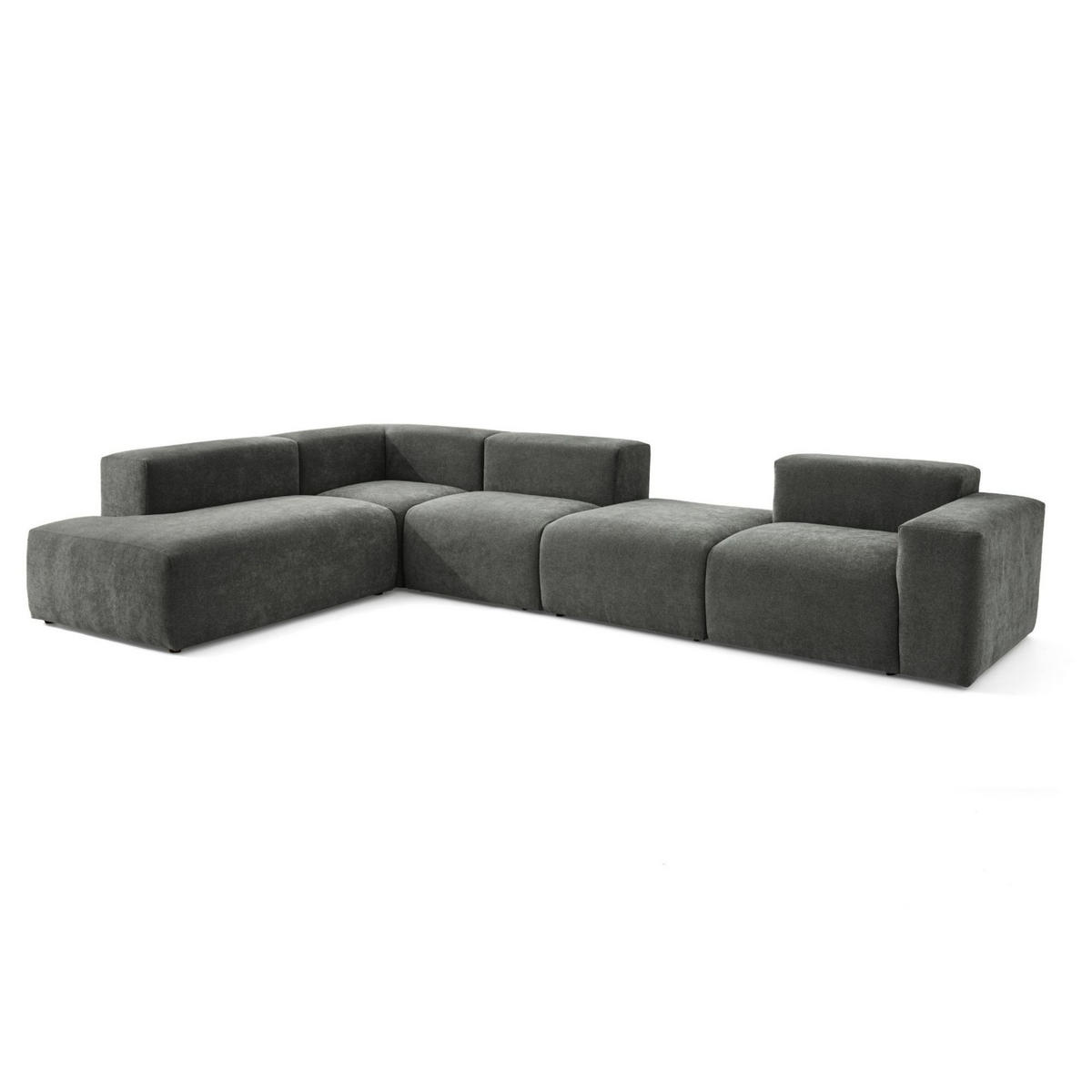 5-SITZER modulares Ecksofa HEAVEN SET 5 Links, Breite 380 cm Webstoff Dunkelgrau - Dunkelgrau/Schwarz, Holz/Kunststoff (380/245cm) - Muffo