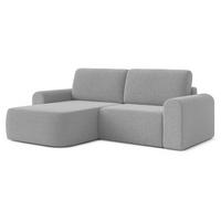 ECKSOFA L Form Otterton Hellgrau 250/180/95 cm Links mit Schlaffunktion - Hellgrau/Schwarz, Kunststoff/Textil (180/250cm) - AX Living