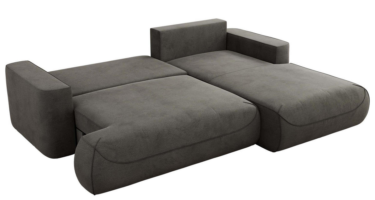 ECKSOFA OVO L Dunkelgrau Velvet - Rechts Seite - Dunkelgrau/Schwarz, Kunststoff/Textil (195/271cm) - MKS