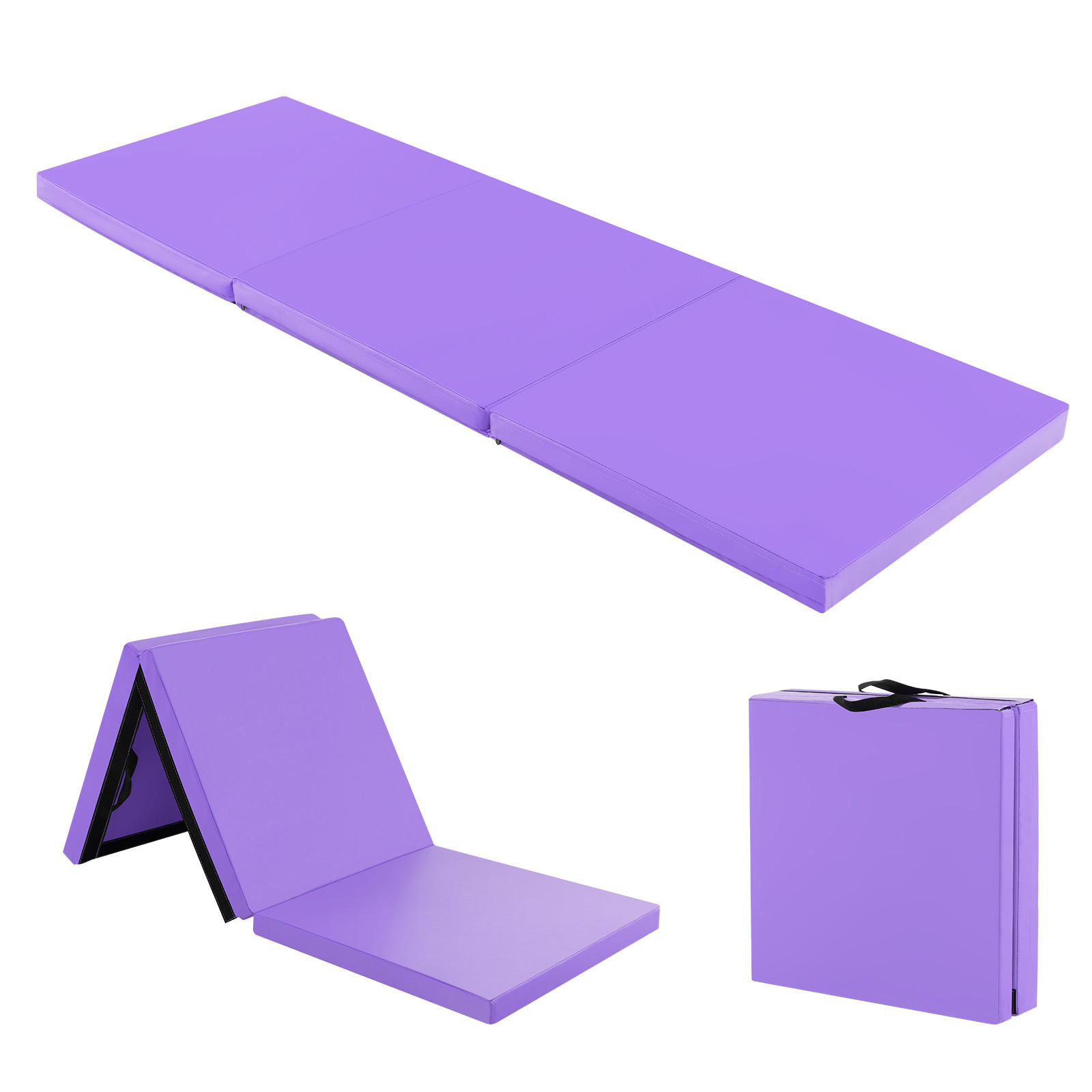 ÜBUNGSMATTE Violett - Lila, Leder (60/180cm) - COSTWAY