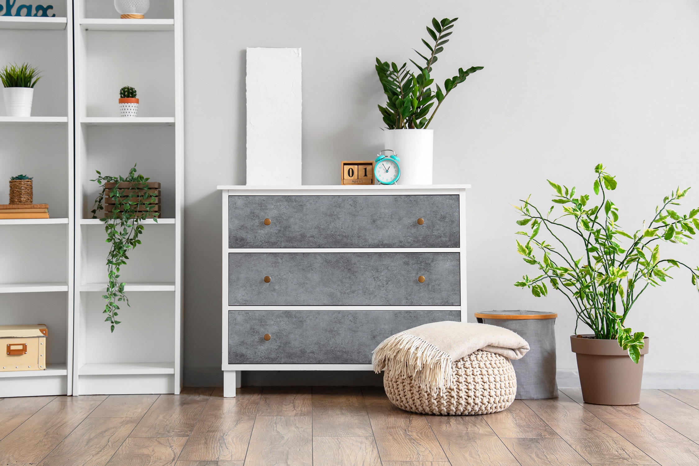 MÖBLAUFKLEBER 100x50 cm grau - Hellgrau, Kunststoff (100/50/0.1cm) - Wallfluent