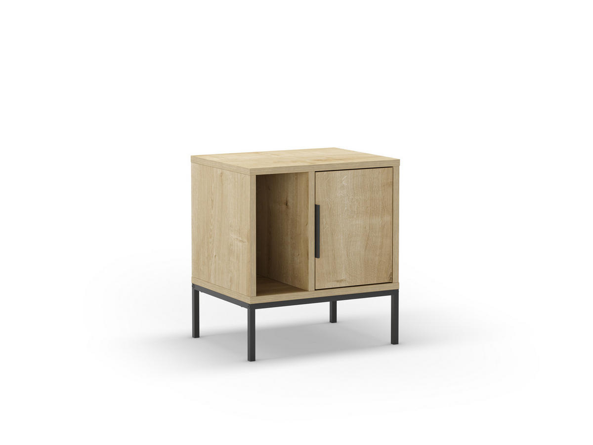 NACHTTISCH Glynn U Eiche 45/35/50 cm - Eichefarben/Schwarz, Holzwerkstoff/Metall (45/50/35cm) - Decortie