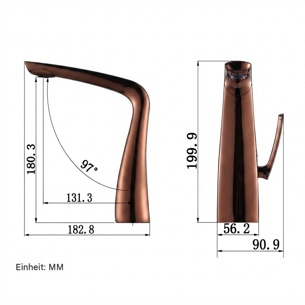 BADEZIMMERARMATUR, 18 cm hoch, Roségold - Roségold, Metall (30/10/20cm) - Vallsero