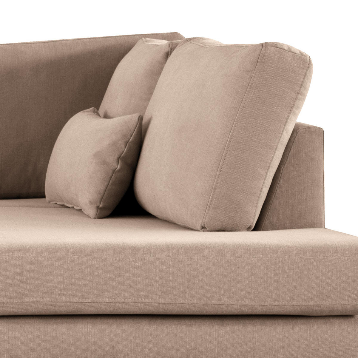ECKSOFA mit Ottomane - Taupe/Eichefarben, Naturmaterialien/Eichenholz (287/219cm) - home24