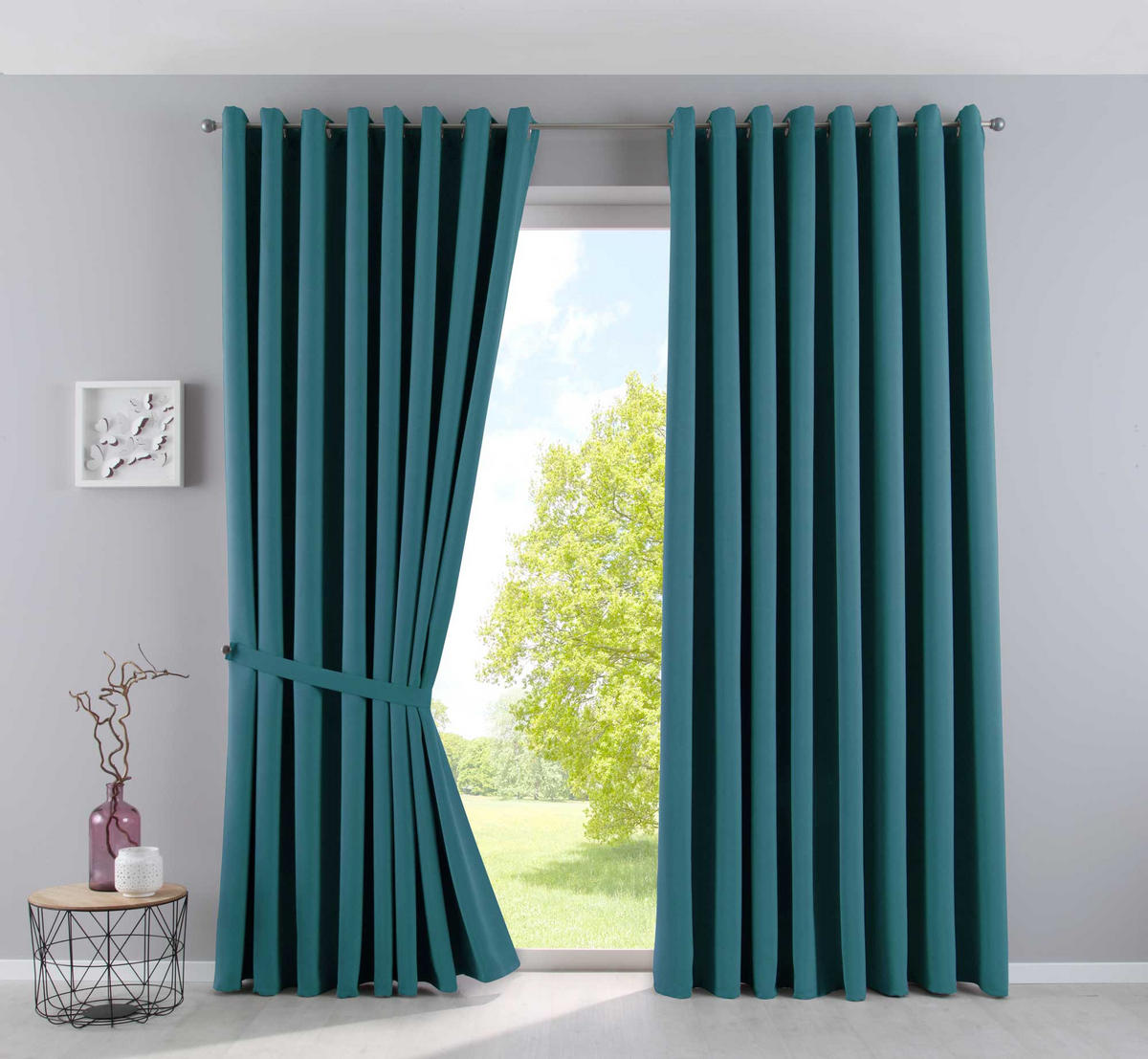 VORHANG »NEW YORK« HxB 245x295 cm Petrol - Petrol, Textil (295/245cm) - Gardinenbox