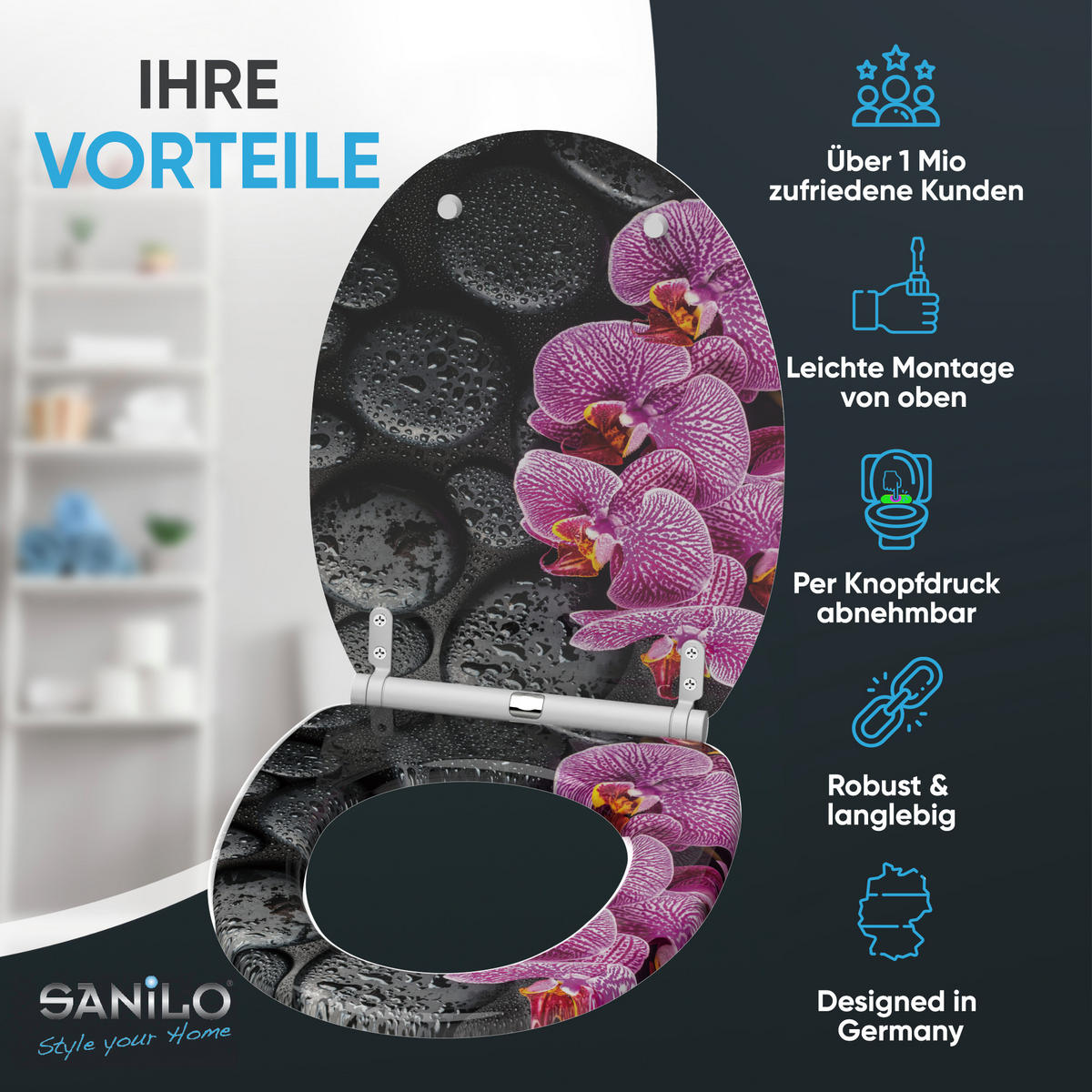 WC-SITZ mit Absenkautomatik & Top Fix Madeira - Violett, Holzwerkstoff (37.7/5.5/48cm) - Sanilo