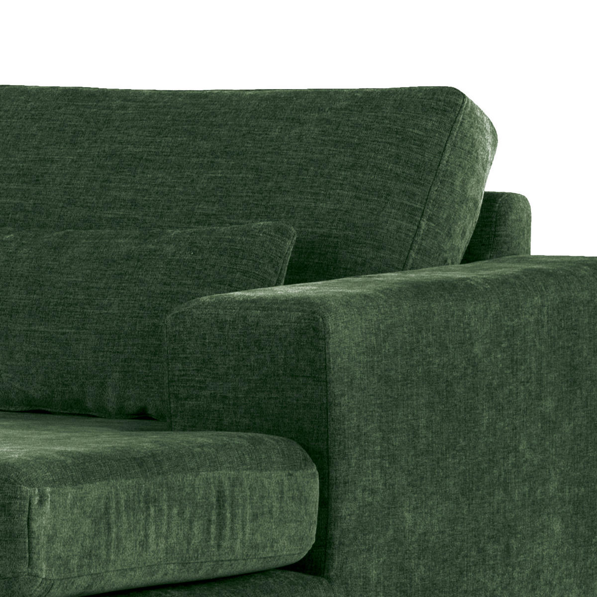 WOHNLANDSCHAFT mit Longchair - Dunkelgrün/Eichefarben, Eichenholz/Textil (371/81/219cm) - home24