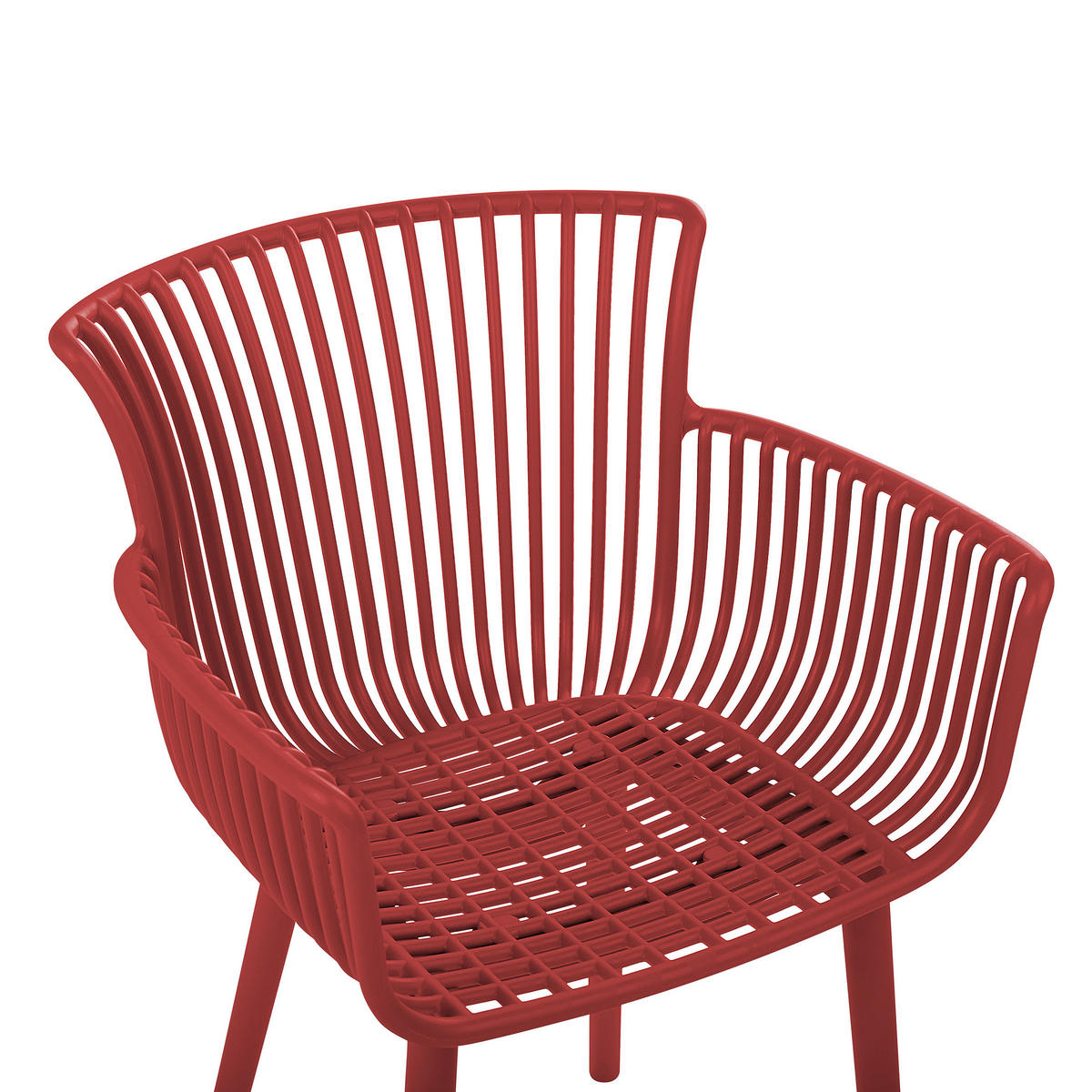 GARTENSTUHL 4er-Set Kunststoff rot Pesaro - Rot, Kunststoff (58/84/45cm) - Beliani