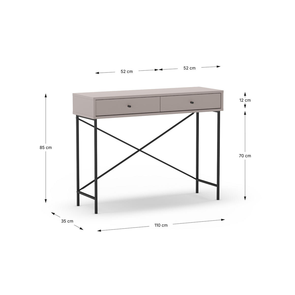 BEISTELLTISCH Titan Grau 110/35/85 cm - Grau, Holz (110/35/85cm) - Calicosy
