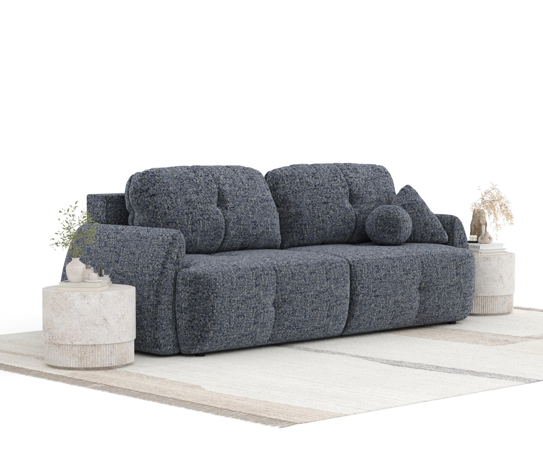 Thumbnail - Maison de Reve Schlafsofa, Dunkelblau, Textil, 3-Sitzer, Füllung: Schaumstoff, Rundrohr, 248x92x103 cm, Reach, Hergestel...