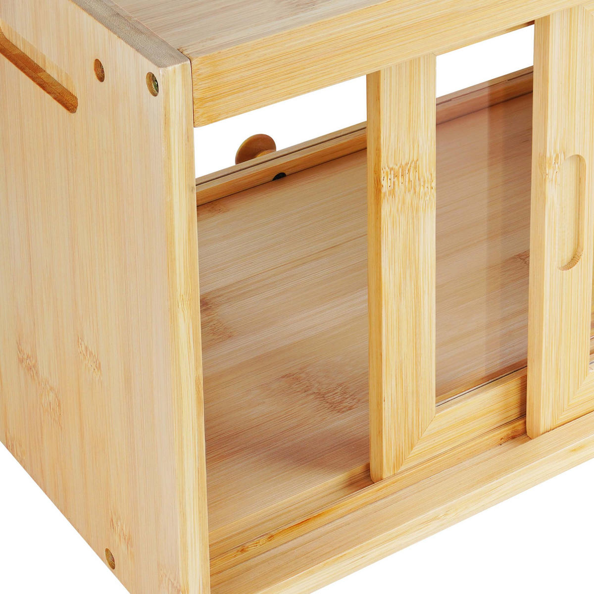 BROTKASTEN Natur Bambus Sichtfenster Klappe Schiebetür 39 cm - Hellbraun, Holz/Kunststoff (39/23/26cm) - Relaxdays