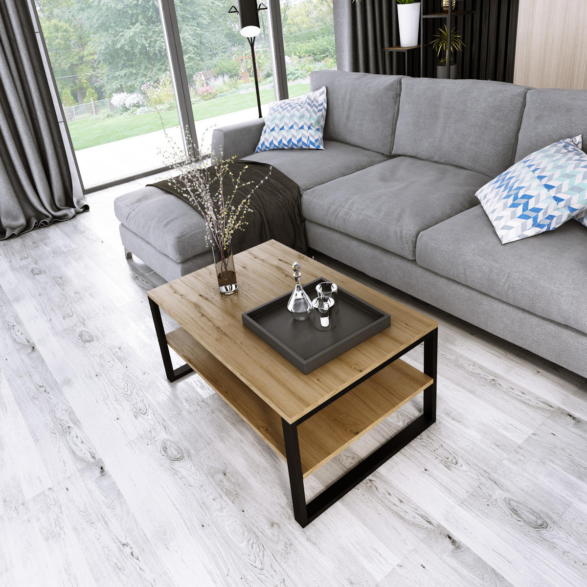 COUCHTISCH Basic rechteckig Eternal Eiche mit Metallbeinen - Alteiche, Metall (60/90/47cm) - Design Möbel