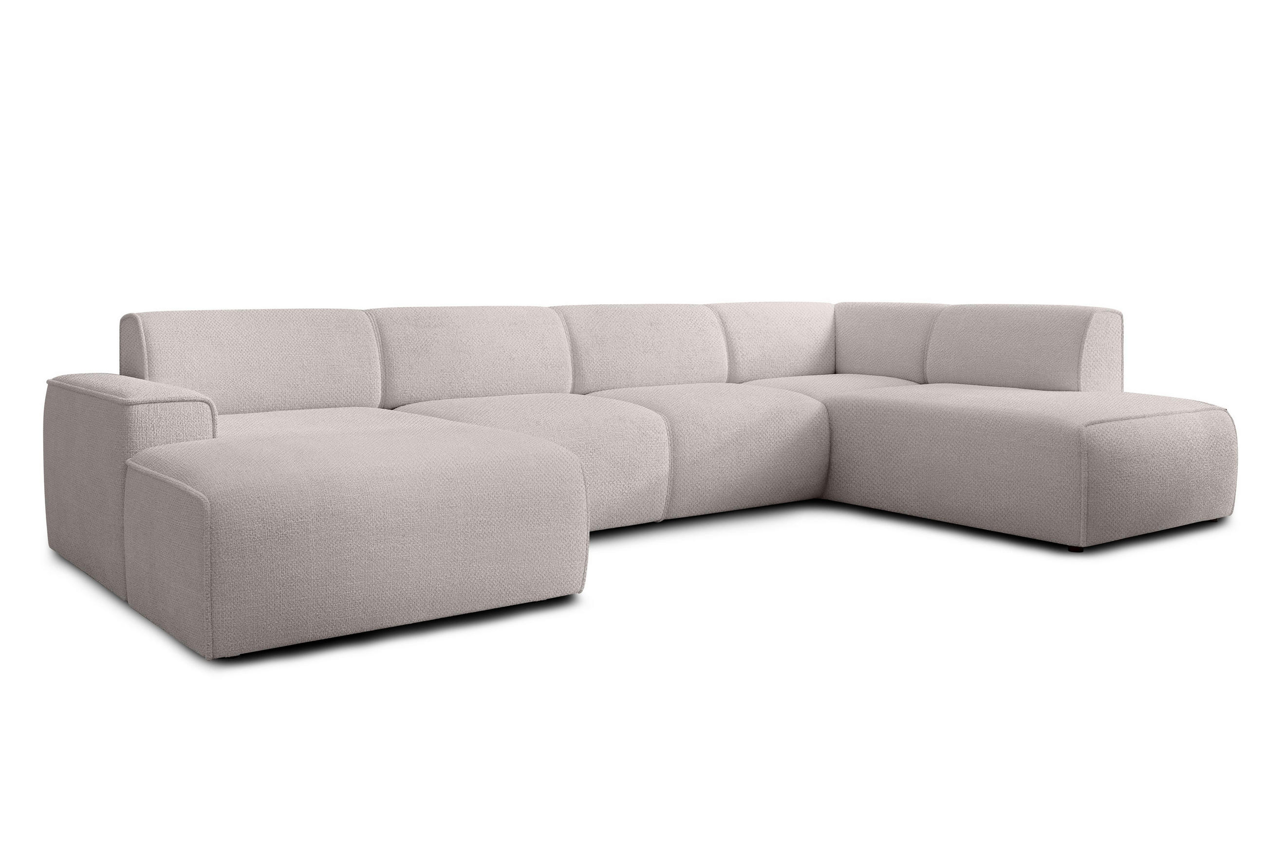 WOHNLANDSCHAFT Didim Taupe 378/220/78 cm – großes Sofa stilvoll & bequem R - Taupe/Schwarz, Kunststoff/Textil (378/78/220cm) - AX Living