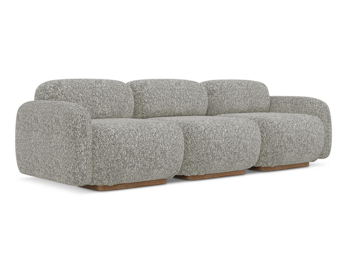 4-SITZER-SOFA Strukturstoff Stoff Beige - Beige/Braun, Holz/Textil (270/73/95cm) - Makamii