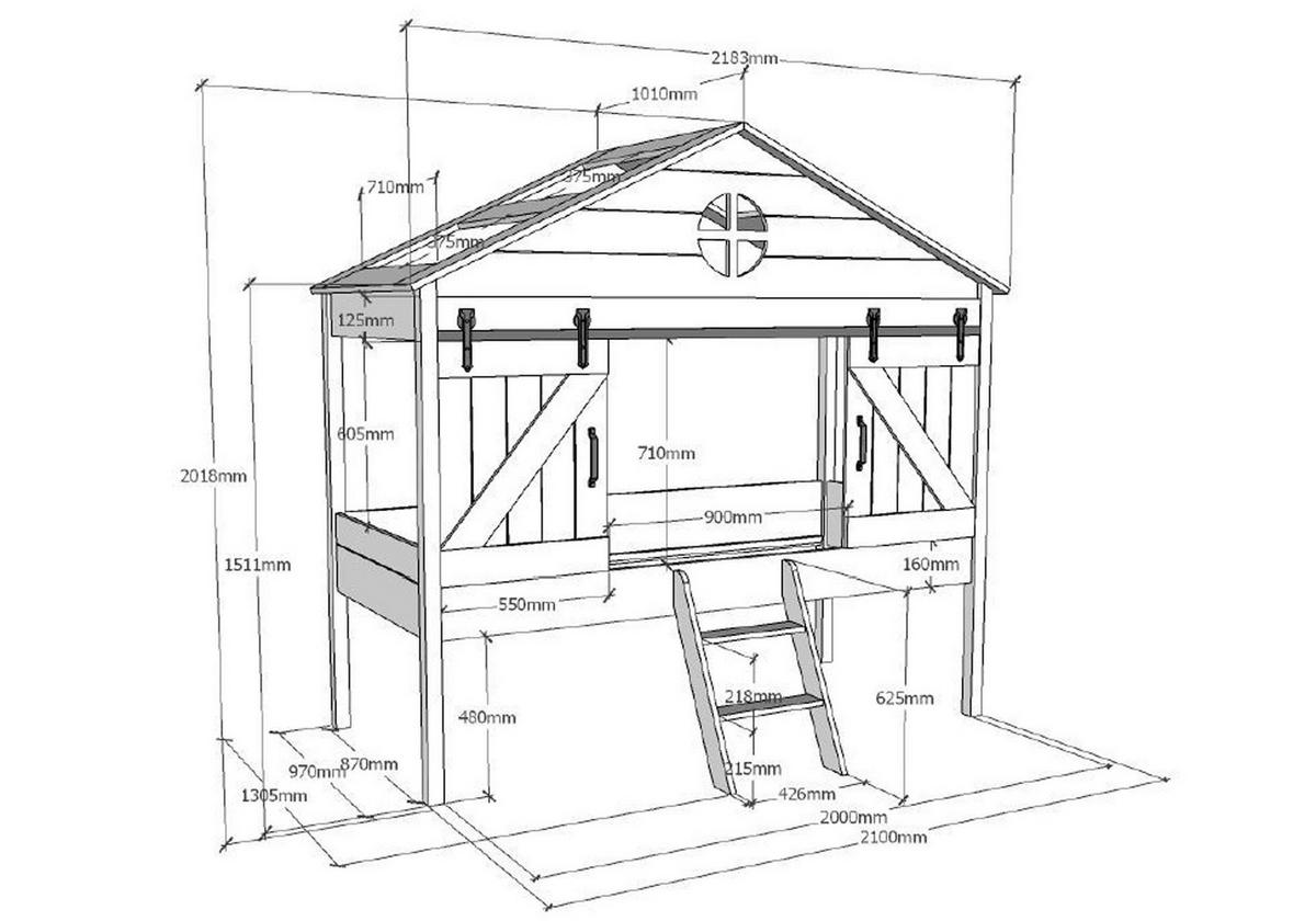 HOCHBETT Kamilia 218x202x137 aus MDF in Weiß - Weiß, Holzwerkstoff (90/200cm) - 58aufmkessel