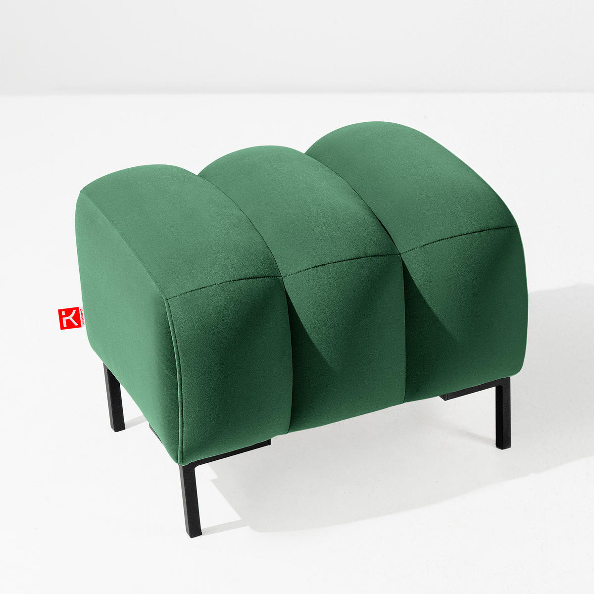 SITZHOCKER Polsterhocker PECCO, Veloursstoff - Dunkelgrün/Schwarz, Holz/Textil (60/50/50cm) - KONSIMO®
