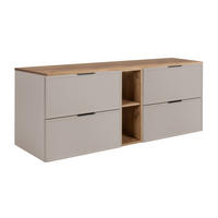 BADEZIMMERSCHRANK, Kaschmir / Craft-Eiche, Schwarze Griffe, 180 ( 2 x 80 + 20) x 46 x 57 cm - Kaschmir/Eichefarben, Holzwerkstoff/Kunststoff (180/57/46cm) - 3XE LIVING