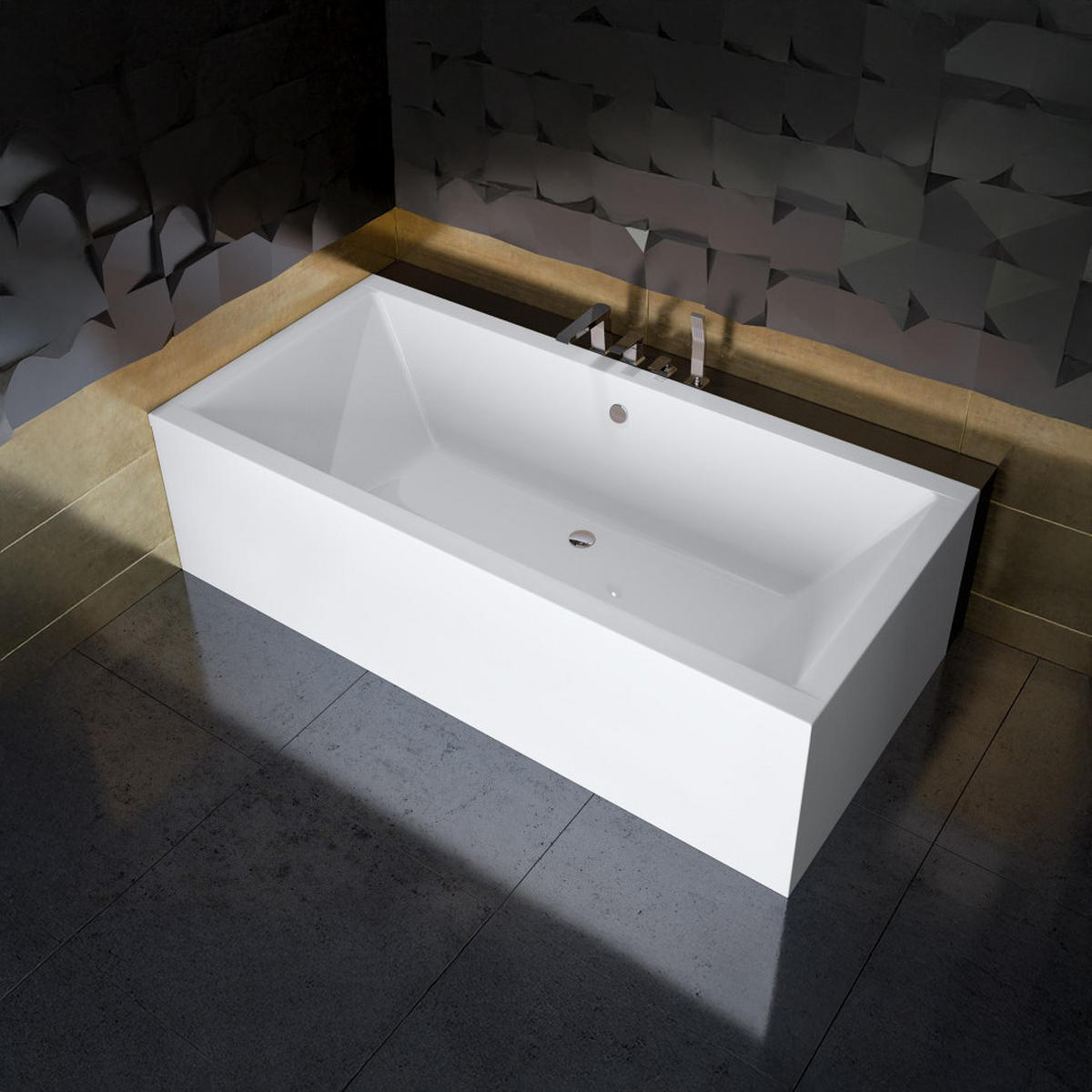 BADEWANNE Rechteck QUADRO 170/75 mit Träger Ablauf Füße - Weiß, Kunststoff (75/55.5/170cm) - bad land