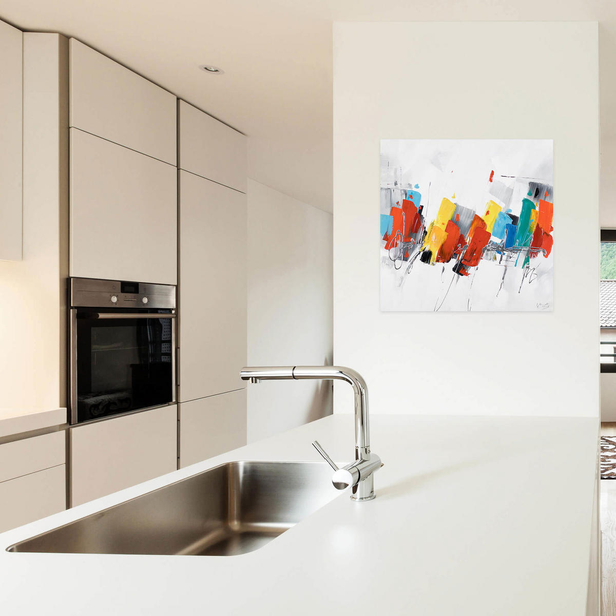 ÖLGEMÄLDE 80/80 cm - Multicolor/Weiß, Holz/Textil (1.6/80cm) - KUNSTLOFT