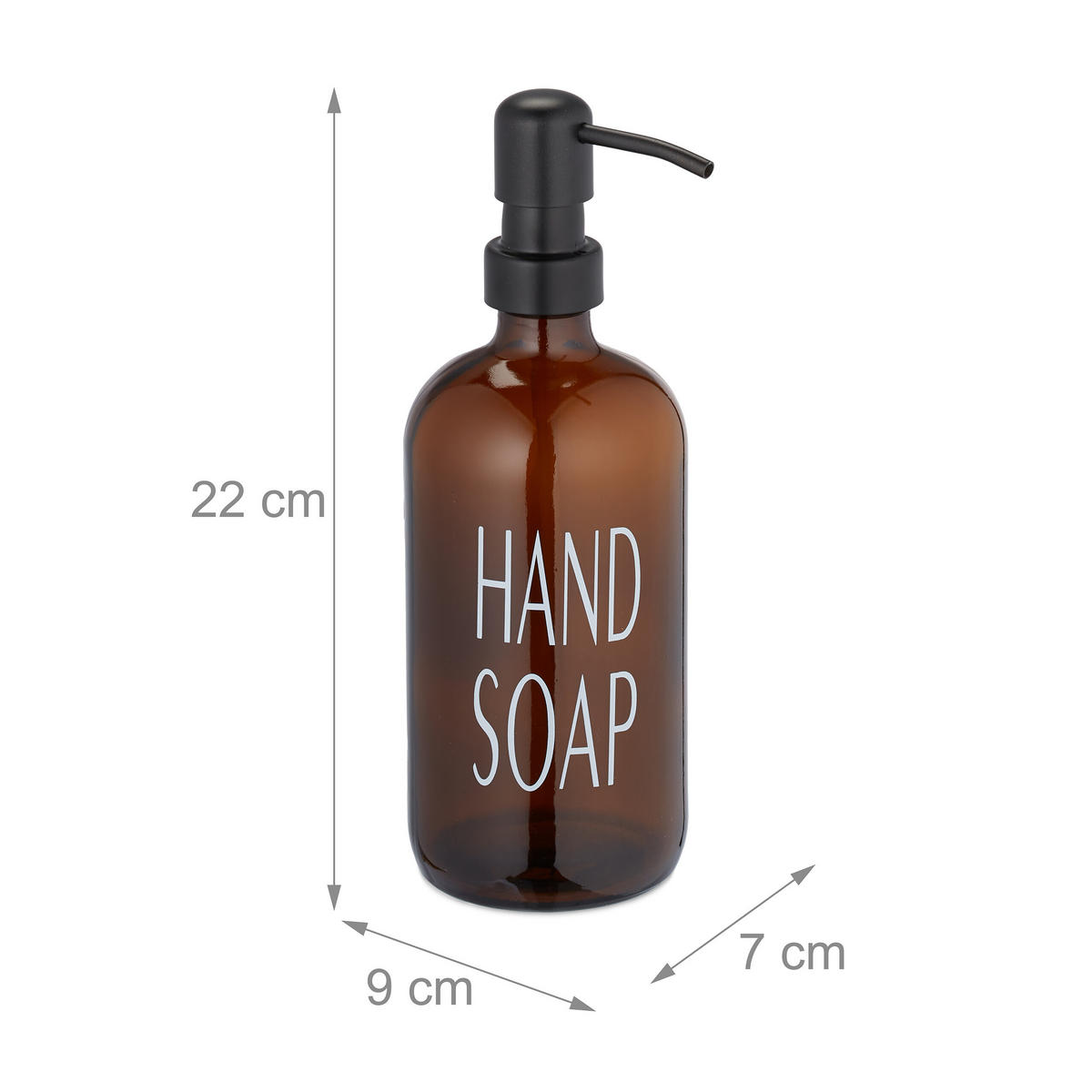 2XGLAS-SEIFENSPENDER - Braun, Glas/Metall (9/22/7cm) - Relaxdays